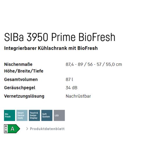 利勃海尔SIBa 3950 Prime嵌入式冰箱 生物养鲜